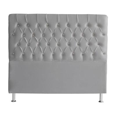 Cabeceira De Cama Box Paris King 195 Cm Botão Strass Suede Prata Eli Móveis