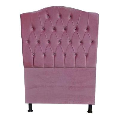 Cabeceira De Cama Box Princesa Solteiro 90 Cm Botão Strass Suede Rosa Bebê Eli Móveis