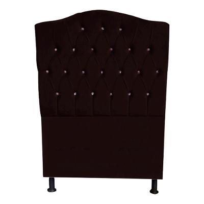 Cabeceira De Cama Box Princesa Solteiro 90 Cm Botão Strass Suede Marrom Eli Móveis