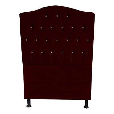 Cabeceira De Cama Box Princesa Solteiro 90 Cm Botão Strass Suede Bordo Eli Móveis