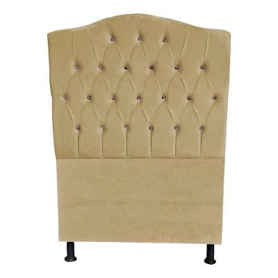 Cabeceira De Cama Box Princesa Solteiro 90 Cm Botão Strass Suede Bege Eli Móveis