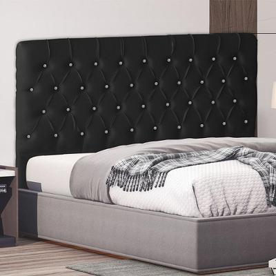 Cabeceira De Cama Box Paris King 195 Cm Botão Strass Suede Preto Eli Móveis
