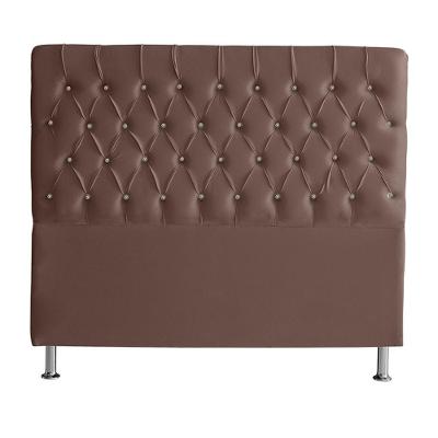 Cabeceira De Cama Box Paris Queen 160 Cm Botão Strass Suede Rosê Eli Móveis