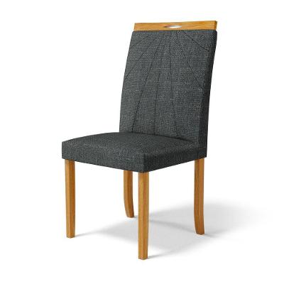 Cadeira Maiara Madeira Maciça Estofada Para Mesa De Jantar Linho Chumbo 406