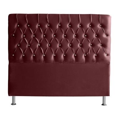 Cabeceira De Cama Box Paris Queen 160 Cm Botão Strass Suede Bordo Eli Móveis