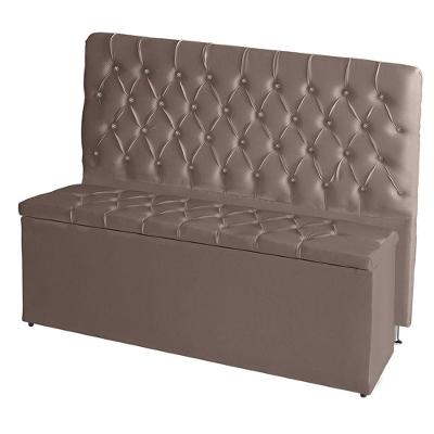 Kit Cabeceira De Cama Box E Calçadeira Baú Paris Casal 140 Cm Capitonê Suede Rosê Eli Móveis