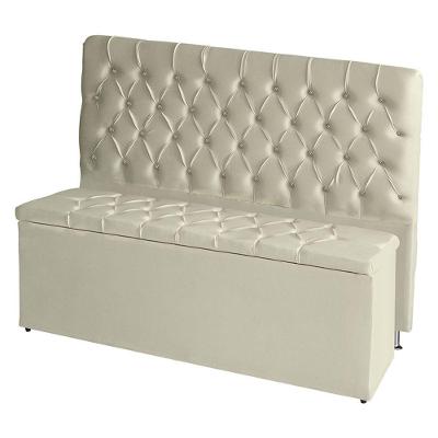 Kit Cabeceira De Cama Box E Calçadeira Baú Paris Casal 140 Cm Capitonê Suede Porcelana Eli Móveis