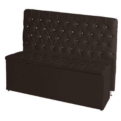Kit Cabeceira De Cama Box E Calçadeira Baú Paris Casal 140 Cm Capitonê Suede Marrom Eli Móveis