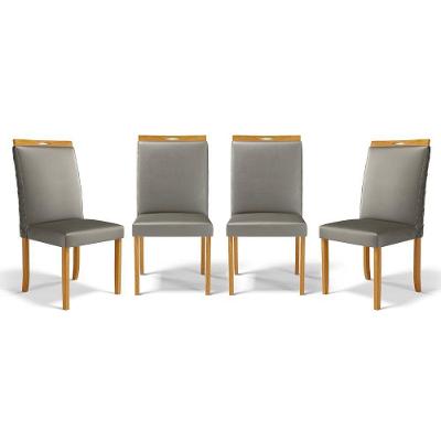 Kit Com 4 Cadeiras Agnes Madeira Maciça Estofadas Para Mesa De Jantar Veludo Chumbo 109