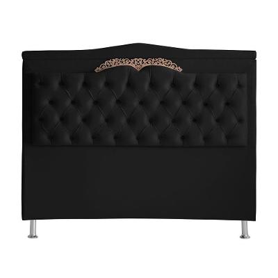 Kit De Cabeceira De Cama Box E Calçadeira Baú Helena King 195 Cm Retro Capitonê Suede Preto Eli Móveis
