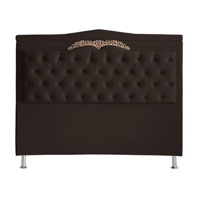 Kit De Cabeceira De Cama Box E Calçadeira Baú Helena King 195 Cm Retro Capitonê Suede Marrom Eli Móveis