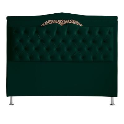 Kit De Cabeceira De Cama Box E Calçadeira Baú Helena Casal 140 Cm Retro Capitonê Suede Verde Eli Móveis