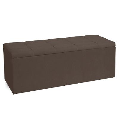 Calçadeira Recamier Baú Queen 1,60m Roma Suede - Pallazio Cor Marrom