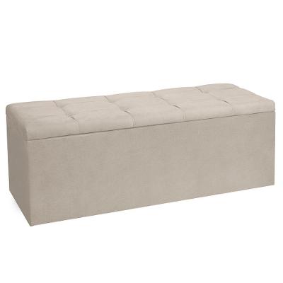 Calçadeira Recamier Baú Queen 1,60m Roma Suede - Pallazio Cor Bege