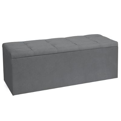 Calçadeira Recamier Baú Queen 1,60m Roma Suede - Pallazio Cor Cinza
