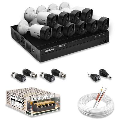 Kit 10 Câmeras De Segurança Intelbras Full Hd 1080p Com Dvr Mhdx 1216 1080p
