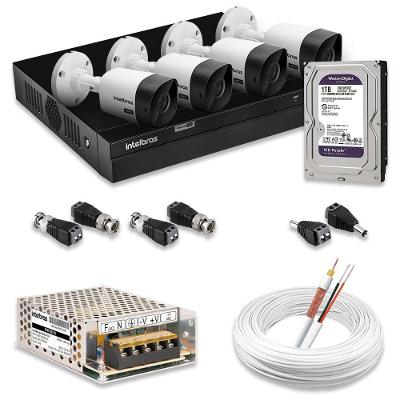 Kit 4 Câmeras De Segurança Intelbras Full Hd 1080p Com Dvr Mhdx 1204 1080p Com Hd 1tb Purple
