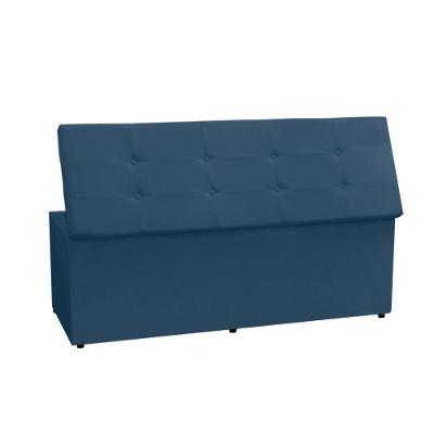 Calçadeira Recamier Baú King 1,95m Berlim Suede - Pallazio Cor Azul Marinho