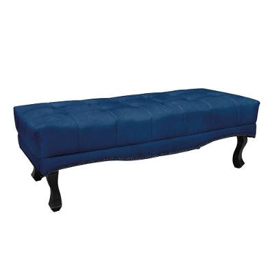 Puff Recamier Retrô Luis Xv Captonê Para Quarto Vicenza 140cm Suede S04 - D'rossi Cor Azul Marinho