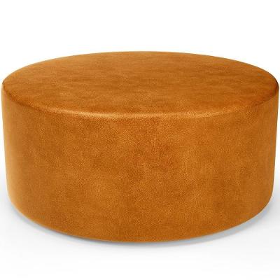 Puff Redondo Orgânico Para Living 90cm Lola W01 Couríssimo Whisky - Lyam Decor