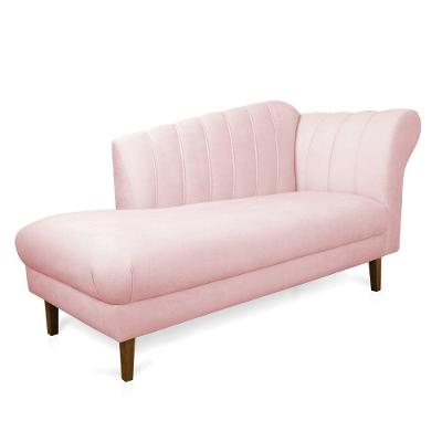 Divã Recife Suede 165 Cm Pés Chanfrado Castanho - D'rossi Cor Rosa Bebê