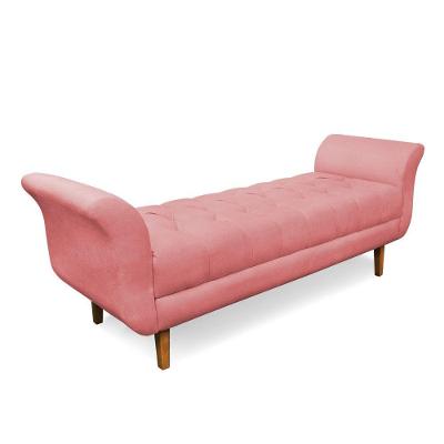 Recamier Olinda Suede Rosê 160 Cm Pés Chanfrado Castanhos - D'rossi