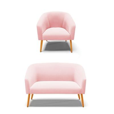 Kit 01 Namoradeira 02 Lugares E 01 Poltrona Suede Rosa Bebê