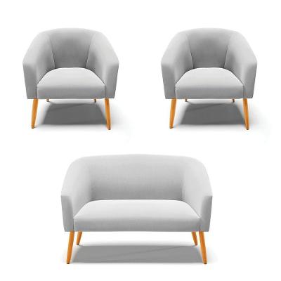 Kit 01 Namoradeira 02 Lugares E 02 Poltronas Suede Cinza