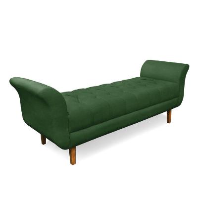 Recamier Olinda Suede Verde 160 Cm Pés Chanfrado Castanhos - D'rossi