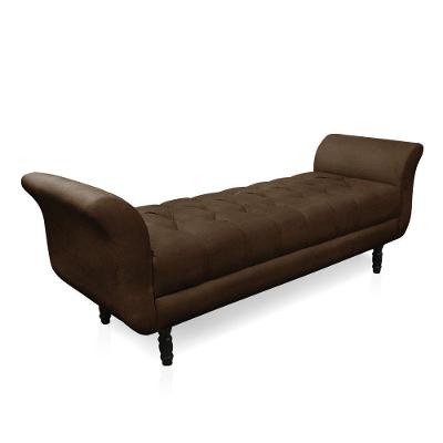 Recamier Olinda Suede 160 Cm Pés Torneados Castanhos - D'rossi Cor Marrom