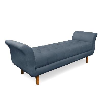 Recamier Olinda Suede 160 Cm Pés Chanfrado Castanhos - D'rossi Cor Azul Marinho
