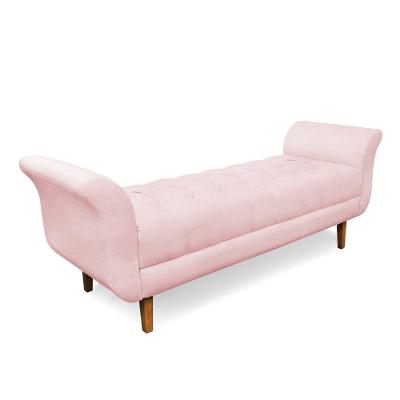 Recamier Olinda Suede 160 Cm Pés Chanfrado Castanhos - D'rossi Cor Rosa Bebê