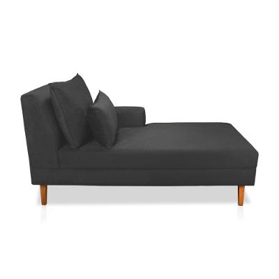 Divã Chaise Jade 1,60 Cm Pés Chanfrado Suede Grafite