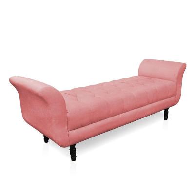 Recamier Olinda Suede 160 Cm Pés Torneados Castanhos - D'rossi Cor Rose