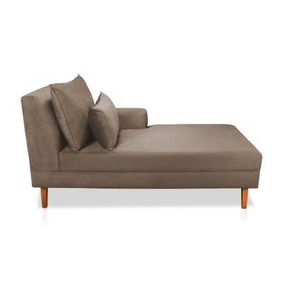 Divã Chaise Jade 1,60 Cm Pés Chanfrado Veludo Cappuccino