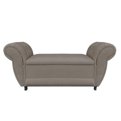 Divã Recamier Com Baú Grécia 1,55 Cm Suede Cappuccino