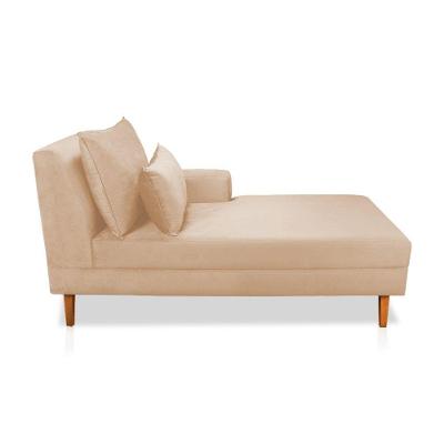 Divã Chaise Jade 1,60 Cm Pés Chanfrado Veludo Nude