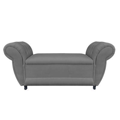 Divã Recamier Com Baú Grécia 1,55 Cm Suede Grafite