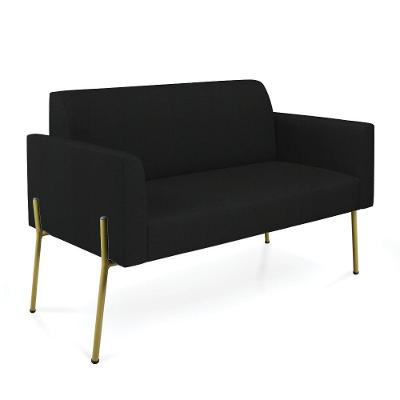 Sofá Namoradeira 2 Lugares Pé De Ferro Dourado Marisa Linho D03 Preto