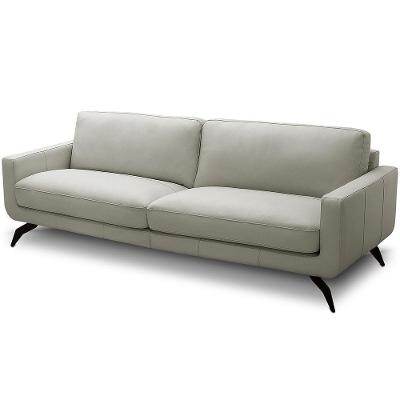 Sofá 3 Lugares Para Sala De Estar Living Industrial 270cm Trento L06 Couro Pérola - Lyam Decor