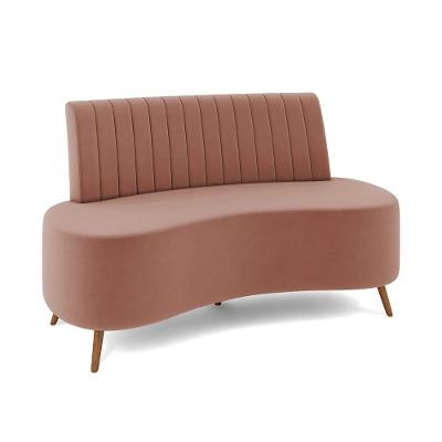 Sofá 2 Lugares Living 160cm Pé Palito Maraú Veludo K01 - D'rossi Cor Rose