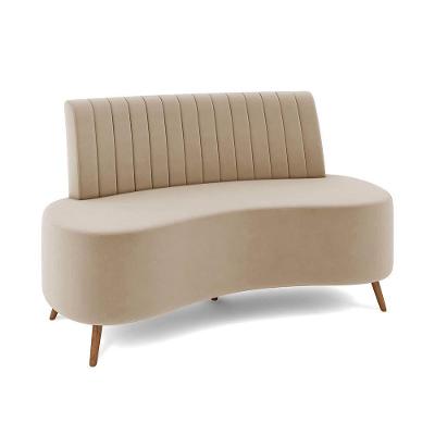 Sofá 2 Lugares Living 160cm Pé Palito Maraú Veludo K01 - D'rossi Cor Bege