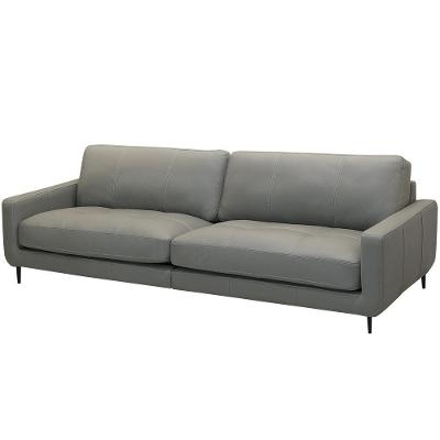 Sofá 3 Lugares Para Sala Living Industrial 210cm ávila L06 Couro Cinza Claro - Lyam Decor
