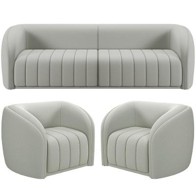Kit Sofá 5 Lugares Para Sala 332cm Com 02 Poltronas Lazio M03 Veludo Creme - Lyam Decor