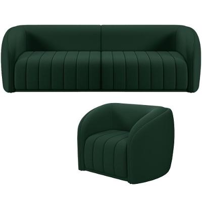 Kit Sofá 5 Lugares Para Sala 332cm Com 01 Poltrona Lazio M03 Veludo Verde