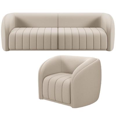 Kit Sofá 5 Lugares Para Sala 332cm Com 01 Poltrona Lazio M03 Veludo Bege