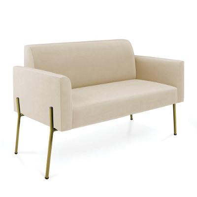 Sofá Namoradeira 2 Lugares Pé De Ferro Dourado Marisa Suede D03 Azul Marinho