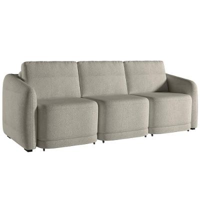 Sofá Cama Para Sala De Estar 3 Lugares 276cm Montserrat K01 Bouclê Bege - Lyam Decor