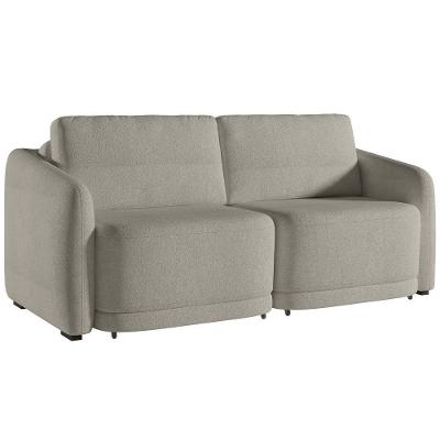 Sofá Cama Para Sala De Estar 3 Lugares 236cm Montserrat K01 Bouclê Bege - Lyam Decor