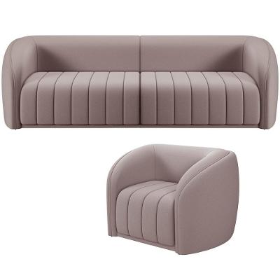 Kit Sofá 5 Lugares Para Sala 332cm Com 01 Poltrona Lazio M03 Veludo Rosê - Lyam Decor
